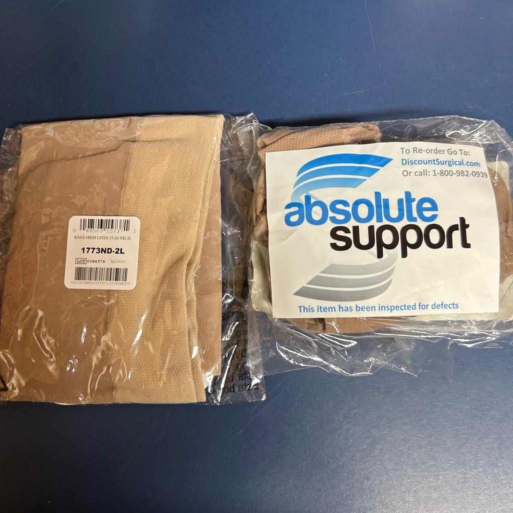 Absolute Support Compression Stockings Sheer Beige Knee High 1520 Mmhg Size 2l